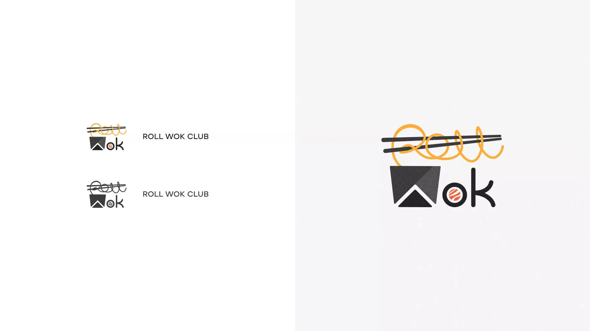 Разработка логотипа суши-бара «Roll Wok Club» в Магадане