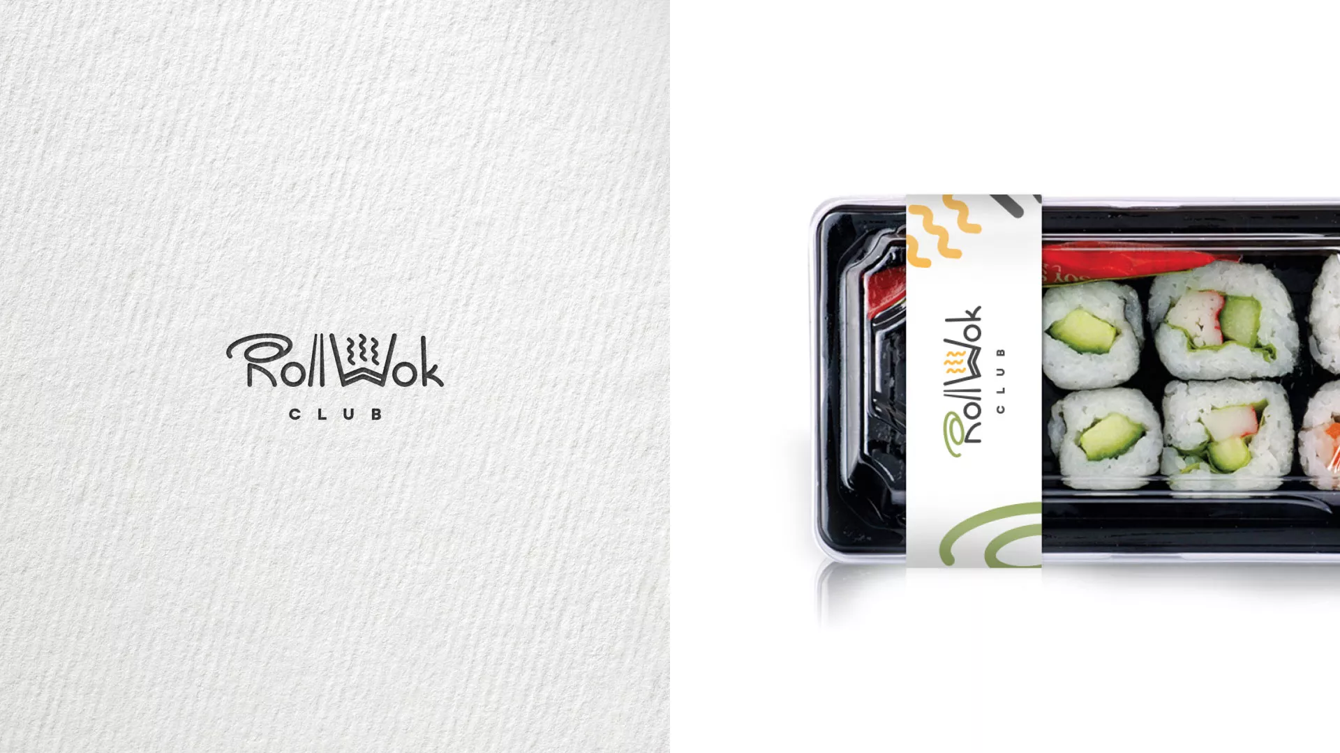 Разработка наклеек для суши-бара «Roll Wok Club» в Магадане
